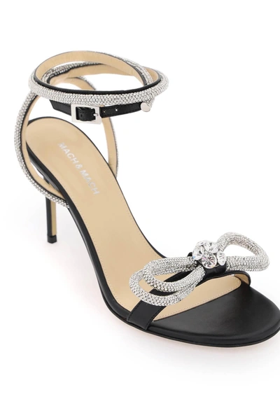 Shop Mach & Mach Leather Sandals With Crystals