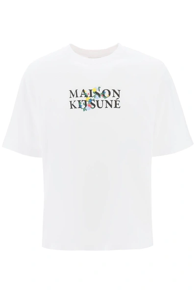 Shop Maison Kitsuné Maison Kitsune Flowers Logo Oversized T Shirt