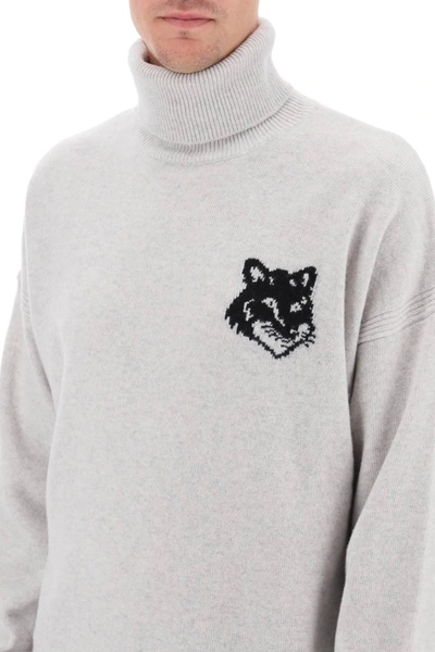 Shop Maison Kitsuné Maison Kitsune Fox Head Inlay Turtleneck Sweater