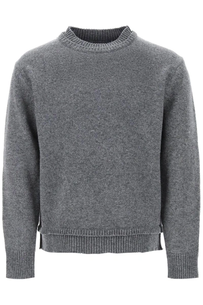 Shop Maison Margiela Crew Neck Sweater With Elbow Patches