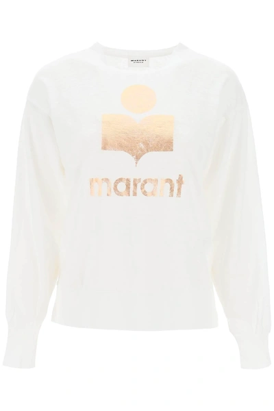 Shop Marant Etoile Isabel  Klowia T Shirt With Metallic Logo Print