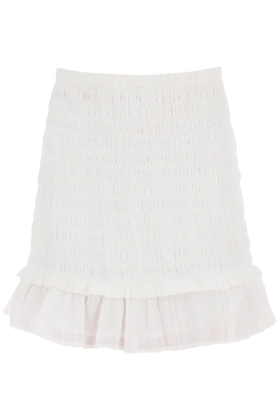 Shop Marant Etoile Isabel  Smocked Cotton Dorela Mini Skirt