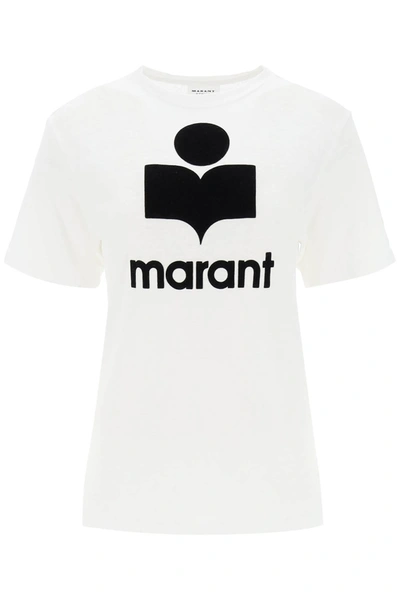 Shop Marant Etoile Zewel T Shirt With Flocked Logo