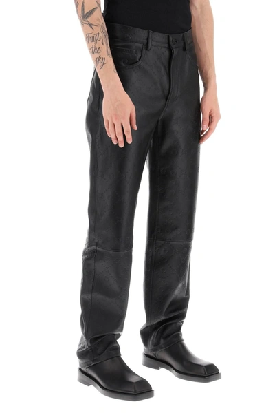 Shop Marine Serre Monogram Deadstock Leather Pants