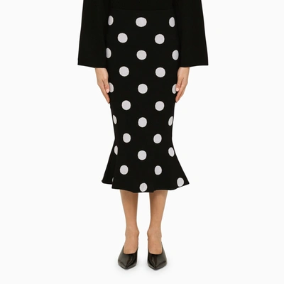 Shop Marni Black Polka Dot Skirt With Ruffle