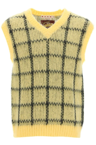 Shop Marni Brushed Mohair Vest With Check Motif