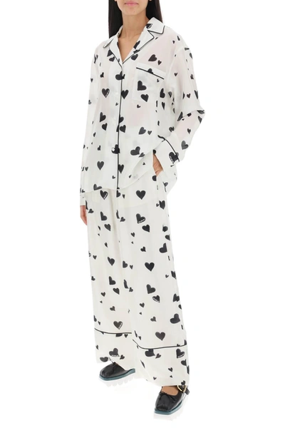 Shop Marni Bunch Of Hearts Print Silk Pajama Shirt