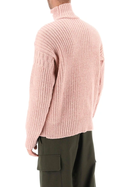 Shop Marni Funnel Neck Sweater In Destroyed Effect Wool