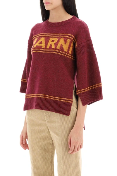 Shop Marni Sweater In Jacquard Knit With Logo