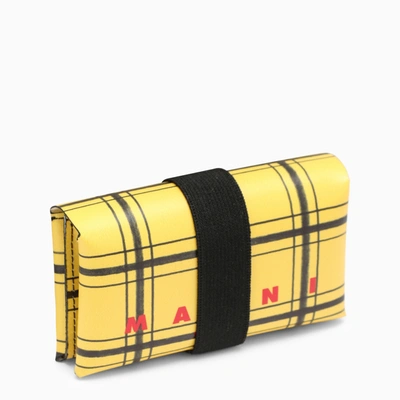 Shop Marni Tri Fold Wallet Black/yellow Check