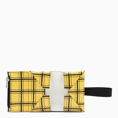 Shop Marni Tri Fold Wallet Black/yellow Check
