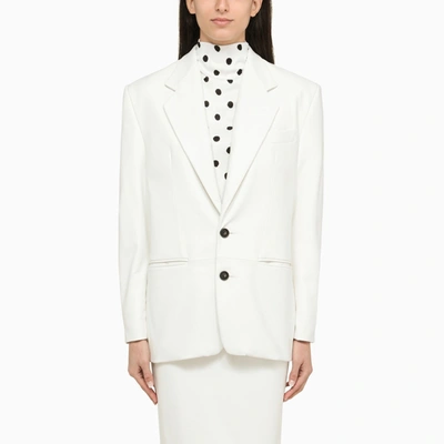 Shop Marni White Single Breasted Leather Jacket