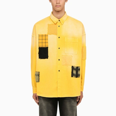 Shop Marni Yellow Patchwork Cotton Shirt