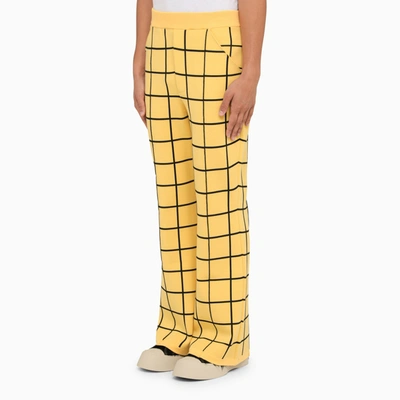 Shop Marni Yellow Trousers With Check Pattern