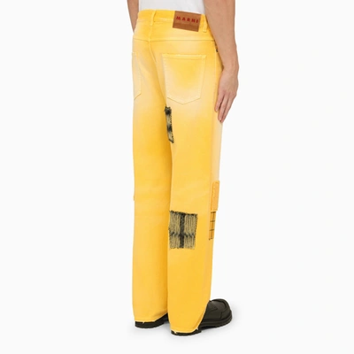 Shop Marni Yellow Patchwork Trousers
