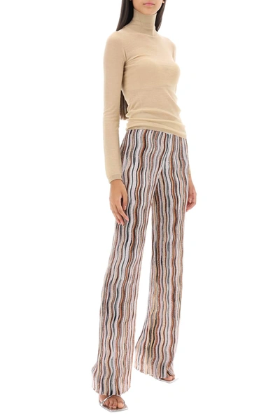 Shop Missoni Sequined Knit Pants With Wavy Motif