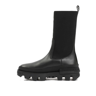 Shop Moncler Leather Logo Boots