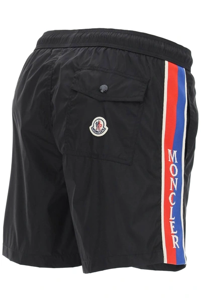 Shop Moncler Swim Trunks With Side Bands