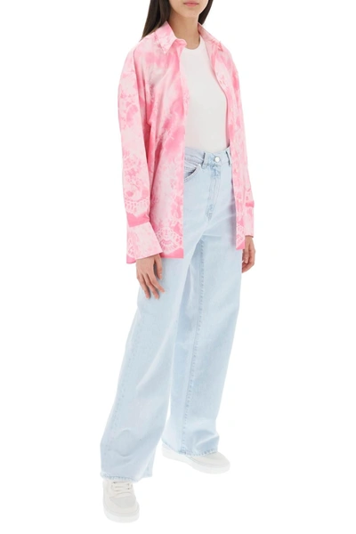 Shop Msgm Oversized Shirt With All Over Print