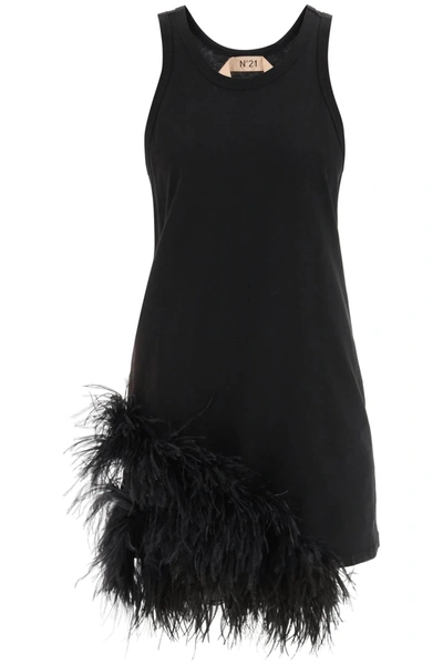 Shop N°21 N.21 Jersey Mini Dress With Feathers