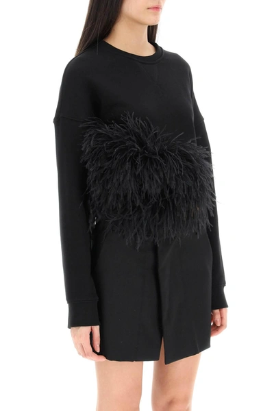 Shop N°21 N.21 Cropped Sweatshirt With Feathers