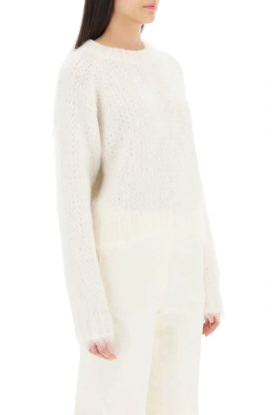 Shop N°21 N.21 Openwork Mohair Blend Sweater  White