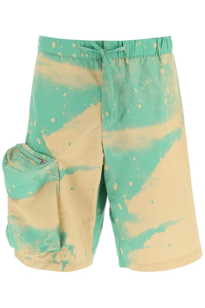Shop Oamc Smudge Oversized Shorts With Maxi Pockets