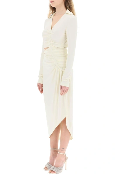 Shop Off-white Off White Asymmetric Cut Out Jersey Dress