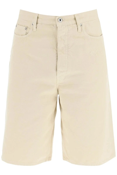 Shop Off-white Off White Cotton Utility Bermuda Shorts