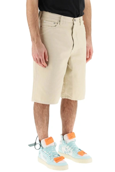 Shop Off-white Off White Cotton Utility Bermuda Shorts
