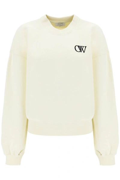 Shop Off-white Off White Crew Neck Sweatshirt With Flocked Logo