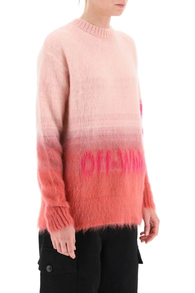 Shop Off-white Off White Helvetica Logo Mohair Sweater