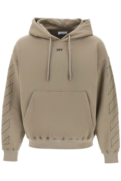 Shop Off-white Off White Hoodie With Topstitched Motifs