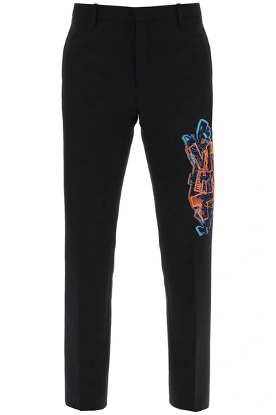 Shop Off-white Off White Slim Pants With Graffiti Patch