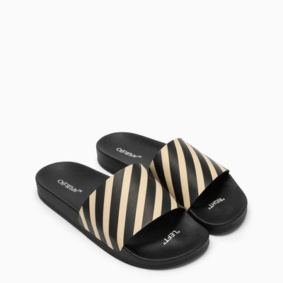 Shop Off-white Off White™ Black/beige Diag Slide