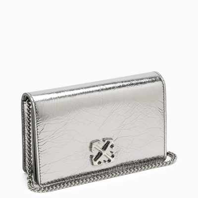 Shop Off-white Off White™ Cracked Metallic Leather Shoulder Clutch