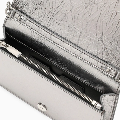 Shop Off-white Off White™ Cracked Metallic Leather Shoulder Clutch