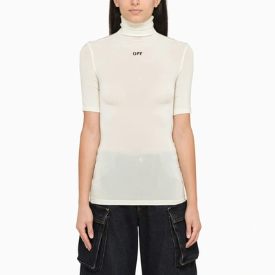 Shop Off-white Off White™ White Turtleneck Sweater With Logo