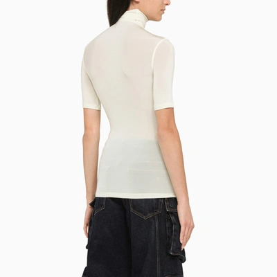 Shop Off-white Off White™ White Turtleneck Sweater With Logo