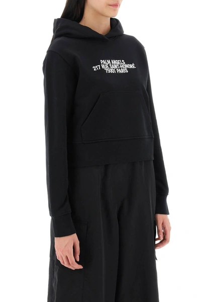 Shop Palm Angels Cropped Hoodie With Embroidery