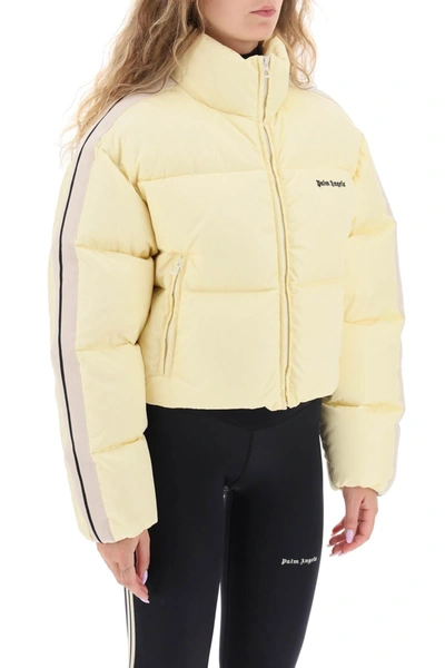 Shop Palm Angels Cropped Puffer Jacket With Bands On Sleeves
