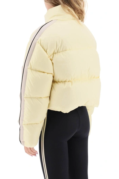 Shop Palm Angels Cropped Puffer Jacket With Bands On Sleeves
