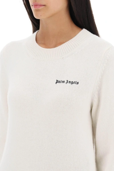 Shop Palm Angels Cropped Sweater With Logo Embroidery