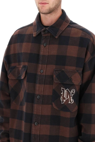 Shop Palm Angels Flannel Overshirt With Check Motif