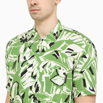 Shop Palm Angels Green/white Viscose Shirt