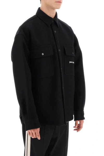 Shop Palm Angels Heavy Wool Overshirt