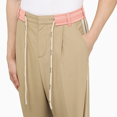 Shop Palm Angels Regular Beige/pink Trousers