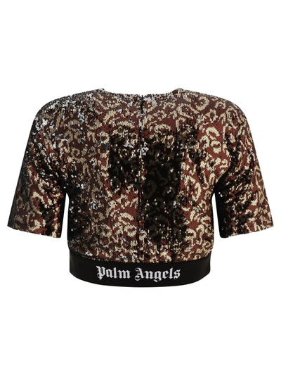 Shop Palm Angels Sequins Logo Tape T Shirt