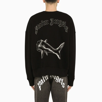 Shop Palm Angels Split Shark Crewneck Sweatshirt Black