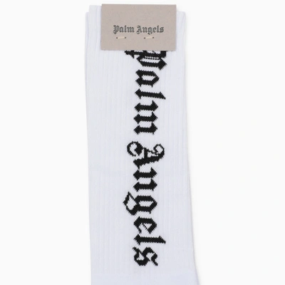 Shop Palm Angels White Cotton Sports Socks